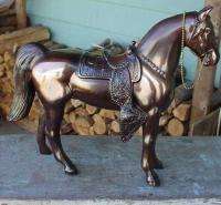 Vintage Copper Color Metal Horse w Saddle Figurine Model  