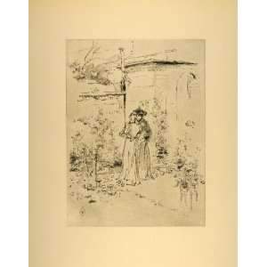 1914 Whistler Confidences in the Garden Lithograph   Original 