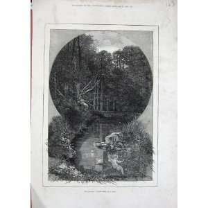  1880 Montbard Fine Art August River Stream Trees Rocks 