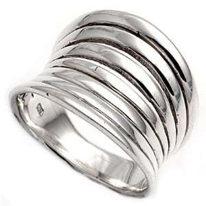 Sterling Silver Ring   5mm Band Width and 18mm Face Height in Sizes 6 