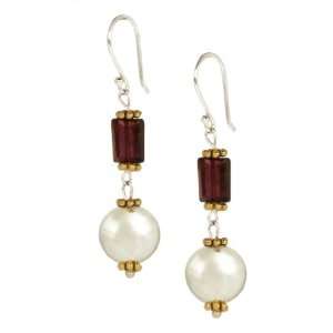   Balls and Garnet Rectangles with Vermeil Accents Earrings Jewelry