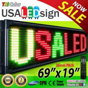   69x19 26MM OUTDOOR PROGRAMMABLE MESSAGE BOARD TRI COLOR DOUBLE SIDE