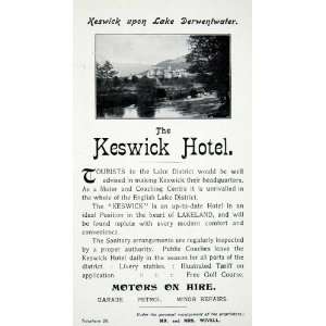  1912 Ad Keswick Hotel English Lake District England Amenities 