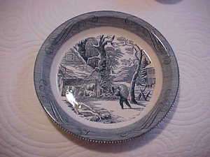 Royal China Currier & Ives Winter Scene Pie Plate Dish  