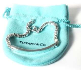 TIFFANY & CO Sterling VENETIAN LINK ID Bracelet   Tiffany Pouch & Free 