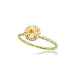 Meira T 14K Yellow Gold Citrine Diamond Engagement Ring Size 6.5
