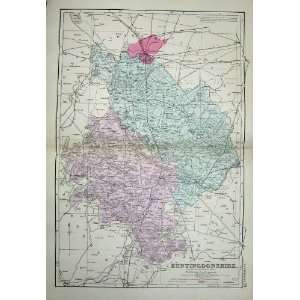 1881 Map Huntingdonshire England Plan Huntingdon Ramsey  