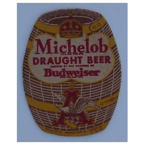  Beer Coaster Michelob Draugh 1950`s 4 3/8x3 1/4 Barrel 