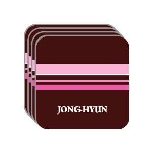 Personal Name Gift   JONG HYUN Set of 4 Mini Mousepad Coasters (pink 