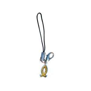  Cell Phone Strap Gold Ichthus 