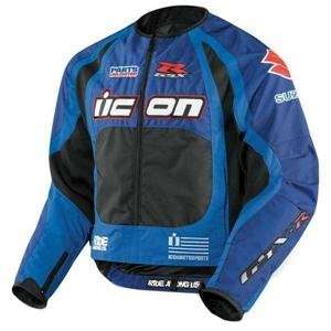  Icon Merc Stage 3 Suzuki Textile Motorcycle Jacket Blue 