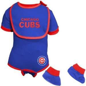 Newborn Boys Chicago Cubs Body Suit, Bib & Bootie Set  