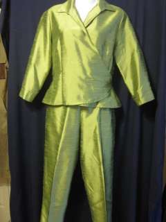 Ingredients two piece pant suit green wrap jacket Size 6  