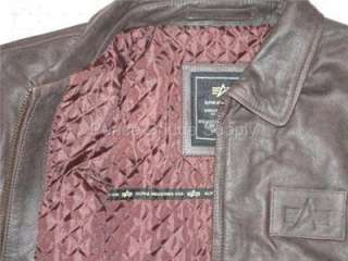 leather flight jacket brown size large  international 