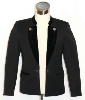 BLACK ~ WOOL Men GERMAN Dinner Dress Velvet Suit JACKET Over Coat/46 