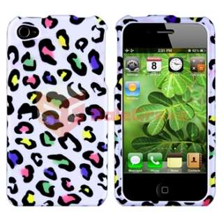CAR CHARGER+LEOPARD CASE+PRIVACY FILM for iPhone 4 4S 4GS 4G S  