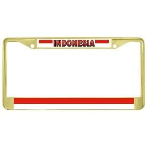  Indonesia Indonesian Flag Gold Tone Metal License Plate 