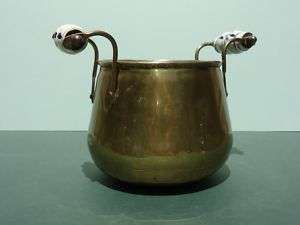 Vintage Republic of Ireland Brass Pot w/Ceramic Handles  