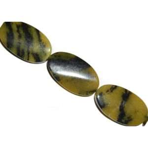 Yellow natural turquoise twisted oval gemstone beads, 36x22mm, sold 