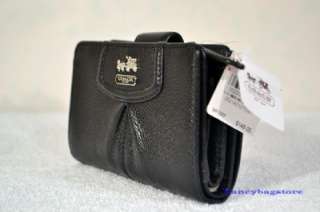 NWT Coach 46609 Madison Medium Leather Zip Wallet (Black)  