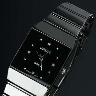 Classic LUXURY Crystal Black Style Stainless Steel Fashion Man Mens 