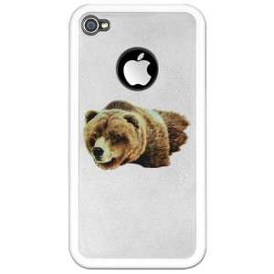  iPhone 4 or 4S Clear Case White Bear   Male Grizzly Bear 