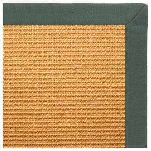 Caramel Sisal Rug with Green Linen Binding   5x8 