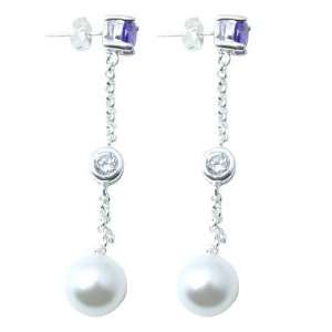  D Gem Majorca Pearl Earrings on 925 silver stick D Gem Jewelry