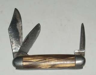 VINTAGE HAMMER BRAND THREE BLADE CATTLE KNIFE  