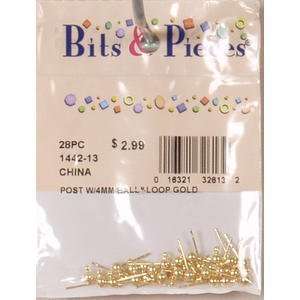   Post with 4 Millimeter Ball and Loop (28 per Package)   Gold Home