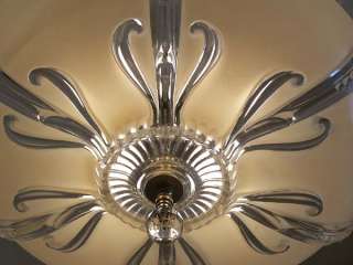   ))) 1930s INCREDIBLE ART DECO Ceiling Light CHANDELIER glass  