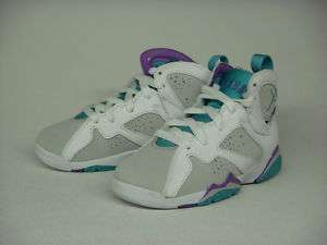 Nike Girls Air Jordan 7 VII Grey Mineral Blue Bright Violet PS Kids 