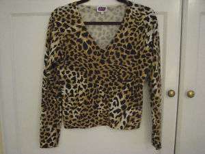 Leggiadro animal print sweater leopard S vneck cashmere  