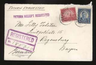 Registered US 1927 Cover US to Germany return receipt  