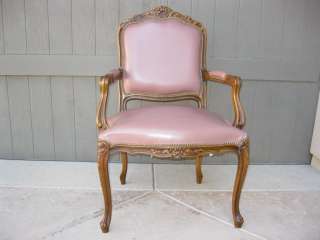   French Provincial Leather Bergere Side Chair   Made in Italy  