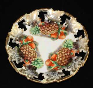   Royal Sealy China Fruit Pineapple Lattice Saucer Plate ~ Japan  