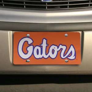  NCAA Florida Gators Orange Silver Script Mirrored License 