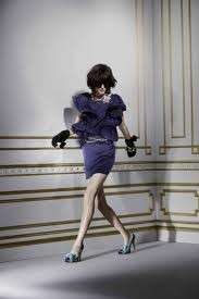 LANVIN for H&M Royal Bright Blue Purple Ruffle Sleeve Dress NWT 2 32 6 