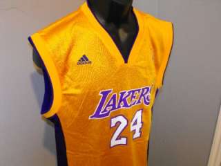   #24 Los Angeles LAKERS Mens SMALL S ADIDAS YELLOW Jersey 11ZV  