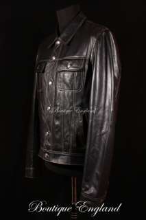 Mens TRUCKER Black Real Soft Leather Western Jacket  
