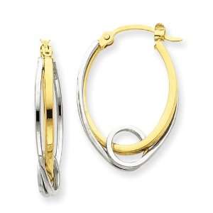  14k Two tone Oval Hoops w/Loop Earrings Jewelry