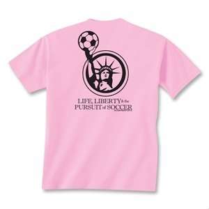  hidden Life, Liberty and Pursuit of Soccer T Shirt (Pink 