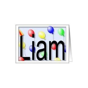  Liams Birthday Invitation, Party Balloons Card Toys 