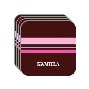 Personal Name Gift   KAMILLA Set of 4 Mini Mousepad Coasters (pink 