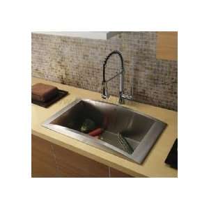   Drop In Single Bowl Kitchen Sink W/ Pull Down Faucet