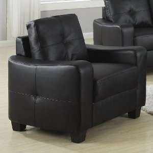  Sofa Chair with Stitched Design in Black Leatherette