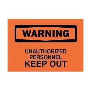    Warning Sign,10 X 14in,bk/orn,eng,text   BRADY 