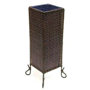   Table Lamp With Lattice Design And Violet Silk Liner