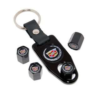  Cadillac Valve Stem Caps Key Chain Fob Black Automotive