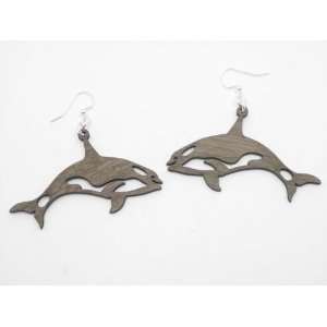  Tan Killer Whale Wooden Earring GTJ Jewelry